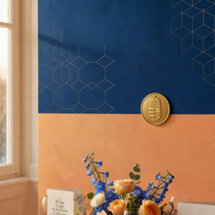 Elegánsan megterített asztal és meghívó egy exkluzív eseményen